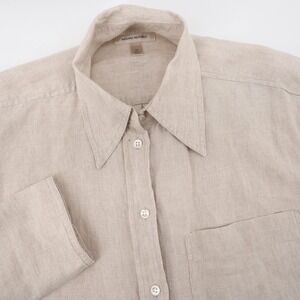 Banana Republic 100% Linen Button Down Shirt Beige Womens Medium Oversized